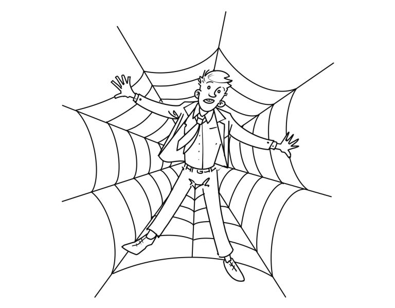 CEO captured in a spider web